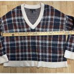 Banana Republic Womens Small Plaid V-Neck Sweater Wool Mohair Oversized Short Photo 4