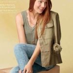 CAbi Canvas Camp Jacket Womens Size XS Beige Cotton Button Long Sleeve #5477 Photo 2