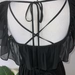 Akualani Black Sleeveless Ruffle Top Lace Up Back Knee Length Dainty Dress Small Photo 5