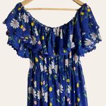 Topshop  Bardot Blue Floral Print Off the Shoulder Maxi Dress Size 8 Photo 7