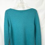 LL Bean Large Sweater Teal Textured Knit Crew Neck Long Sleeve Cotton 1702 Green Photo 8