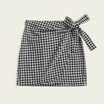 SheIn Gingham wrap skirt Photo 0