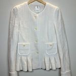 Anthropologie  Elevenses Women's 37AMBPJ766C Size 4 Ivory Francie Peplum Coat EUC Photo 0