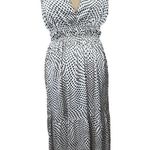 Indulge Maxi Dress Brown and Cream Dot V-Neck Open Back Size L Large Photo 0