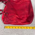 Women's Red Leather Shoulder Bag Woven Design Casual Handbag Photo 11