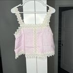 J.Crew NWT Lace-trim Squareneck Tank Top Linen Pink Photo 1