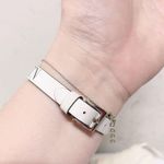 Valentino Garavani Authentic White & Black Thin Leather VLTN Buckle Bracelet Photo 9