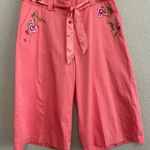 Coast to‎ Coast Embroidered Bermuda Wide Leg Shorts Size 14 Cotton Blend Pink Photo 0