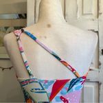 NWT Holipick One Shoulder Floral Swimsuit Tropical Print Ruched Bathing Suit M Blue Size M Photo 7