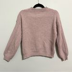 Tahari  Ribbed Cable Knit Crewneck Sweater Light Pink M Photo 2