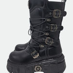 Women's Punk Gothic Goth Chunky Platform Black Combat Moto Boots Size 41 Photo 0