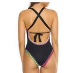 PilyQ MD Platinum Black Crochet Rainbow Trim One Piece- Size Medium Photo 1