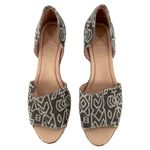 FS/NY Rapture Gray Geometric Print Canvas Open Toe Wedge Espadrilles Size 7 Photo 1
