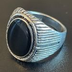 Oval obsidian stone S925 silver ring size 8 Photo 2