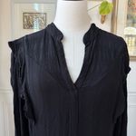 Anthropologie  Amadi Rossi Ruffled Tunic Black 3/4 Sleeves Dress M Photo 3