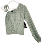 Wild Fable Long Sleeve One Shoulder Mint Green Cable Knit Crop Sweater Small Photo 0