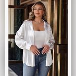 IN'VOLAND Women’s Satin Button Down Shirt Long Sleeve Blouse White 22W NWT Photo 6