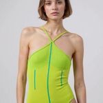ZARA  Womens Neon Green Bustier Style Bodysuit M-L Photo 0