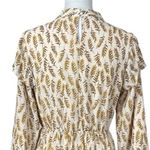 MikaRose Dress Asymmetrical Blouson Waist Cream Leaf Print Women’s Size Medium M Photo 10