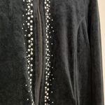 Catherines Y2K Velvet Zip Up Sweater Women 0X Glam Rhinestone Retro Monochrome Photo 3