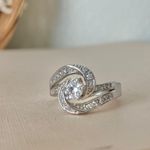 Intertwined Bypass Swirl Silver Round Ring “Aramis” Classic Elegant Glam Sparkly Jewelry Photo 4