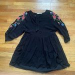 ZARA  Black Floral Embroidered Sleeve Peasant Dress Size Small Photo 0