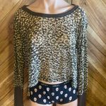 Pilcro Anthropologie  Small Leopard Print Boxy Heritage Pullover Long Sleeve Top Photo 2