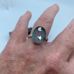 Moon & Star Sea Tumbled Sea Foam Sea Glass Sterling Silver Ring Size 10 Blue Photo 1