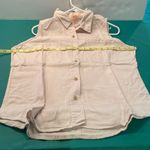 Fresno Jean Company Blue Denim Sleeveless Shirt Top Button Up Pockets large Tan Photo 8