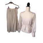 Vintage Set Top Skirt Size S Cream Lace Long Sleeve 80"s Cottagecore Modest USA Photo 2
