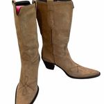 Franco Sarto Brown Suede Leather Pull On Pointy Toe Cowboy Boot Photo 9