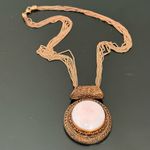 Signed Thailand NK Quartz Agate Rose Gold Multi Chain Necklace 39g. Pink Photo 1