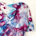 Talbots Large Top Handmade Tie Dye Purple Blue Spiral Boho Festival Knit 1751 Photo 4
