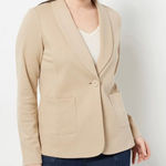 Susan Graver  Women’s Khaki Weekend Washed French Terry Blazer Sz L Photo 0
