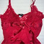 Frederick's of Hollywood Red Lacy Lingerie Chemise Size Small Valentines Bow Sexy Photo 2