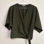 Wishlist Boutique Dark Green Wrap Blouse Loose Sleeves Size Small Loose Fit Photo 2