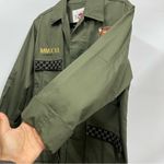 Green Military Style Jacket xs Tiger Patch Queen Bee gold tone sequins graphic Photo 5