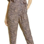 Joie  Zebra Print Jumpsuit XS Wrap Waist Puff Sleeve Chic Boho Party Photo 0