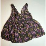 American Eagle  Outfitters Floral Babydoll Top Sleeveless Black‎ Purple XS Photo 0
