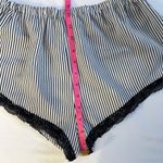 Black & White Pinstripe Lace Trim Sleep Shorts Photo 2