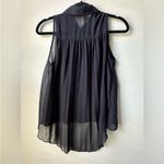 Xhilaration Womens Black Sheer Sleeveless Woven Hi-Lo Button Front Blouse Sz S Photo 2