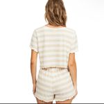 Billabong ‘Breeze By’ Neutral Striped Ruffle Top Photo 2