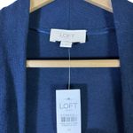 Loft NWT  Open Front Cardigan Womens M Navy Blue Striped 100% Cotton Coastal Photo 6