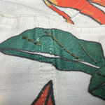 Chico's  Denim Jacket Womens Size 1 (8/10) White Embellished Crane Tropical Print Photo 3