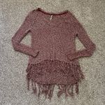 Free People maroon loose knit long sleeve sweater size S Photo 5