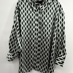 Lane Bryant  22/24 Geometric Satin Button Down Blouse Black Green Plus Size Top Photo 0