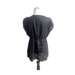 Carol Little 100% Linen Tunic Black Beaded Deep V Neckline XL Party Cocktail Photo 1