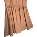 ASOS Dress Womens 4 Linen Fit Flare Mini Square Neck Ruffle Sleeve Cotton Peach Photo 4