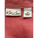 kim rogers Pink Button Up 100% Linen Pintuck Top Women's 1X Pleated 3/4 Sleeve Photo 1