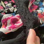 EXPRESS Long Floral Sheer Kimono Duster Cardigan Lace Trim Black Pink Size Small Photo 5